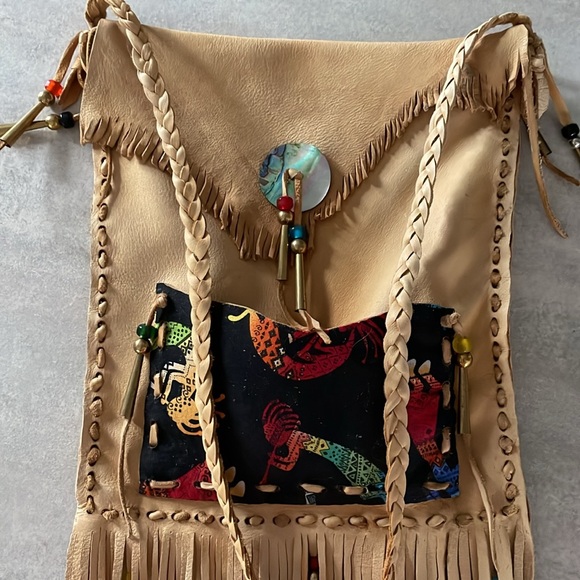 Native American-made handcrafted deer leather possibles medicine bag Kokopelli - Picture 10 of 12